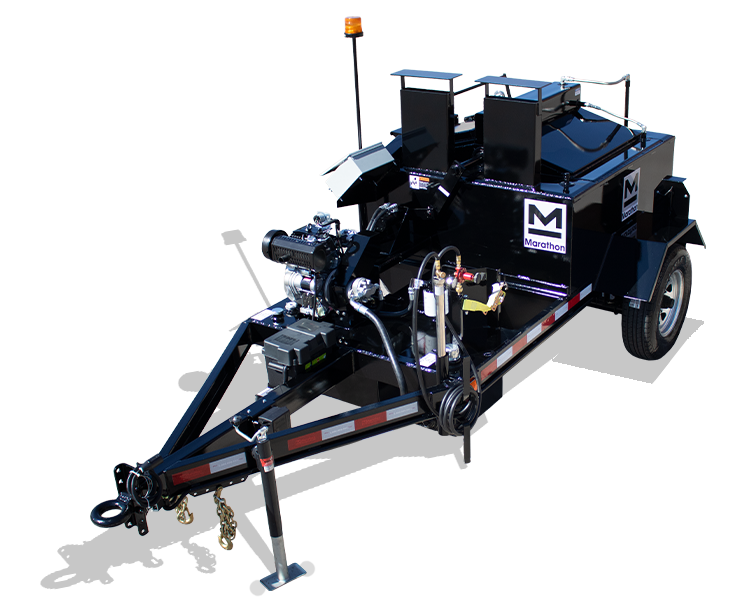 UCMK130DT 130 gallon trailer-mounted diesel-fired oil-jacketed gravity pour crack-sealing melting kettle