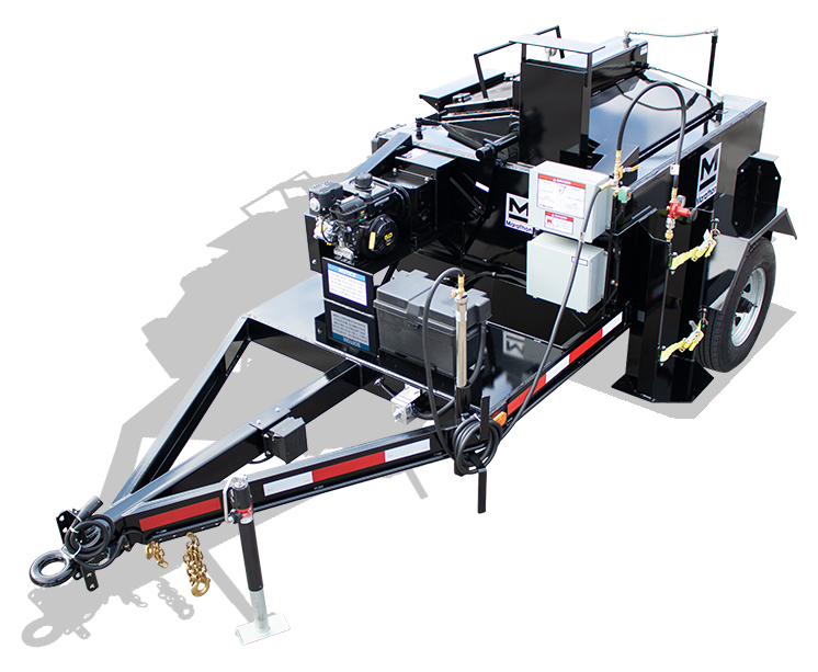 UCMK130PT 130 gallon trailer-mounted propane-fired oil-jacketed gravity pour crack-sealing melting kettle