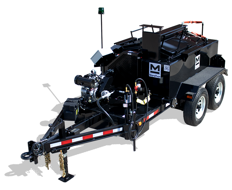 UCMK230DT 230 gallon trailer-mounted diesel-fired oil-jacketed gravity pour cracksealing melting kettle