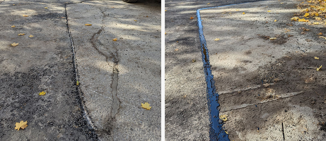 6ixview asphalt services before after hot rubber crack filling