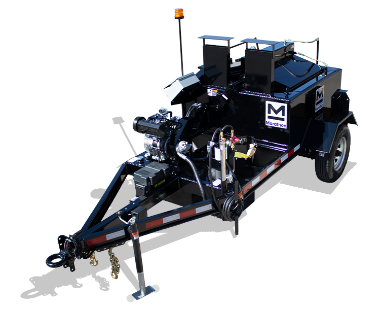 UCMK130DT 130 gallon trailer-mounted diesel-fired oil-jacketed gravity pour crack-sealing melting kettle