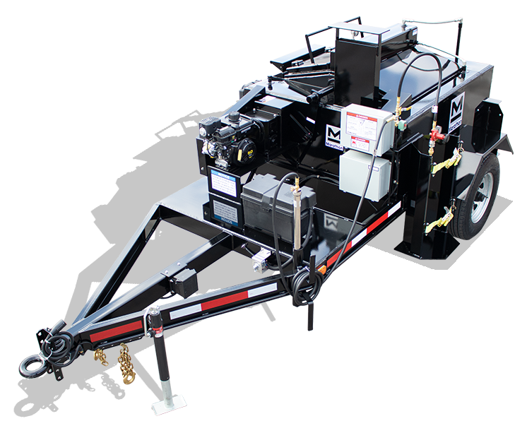 UCMK130PT 130 gallon trailer-mounted propane-fired oil-jacketed gravity pour crack-sealing melting kettle