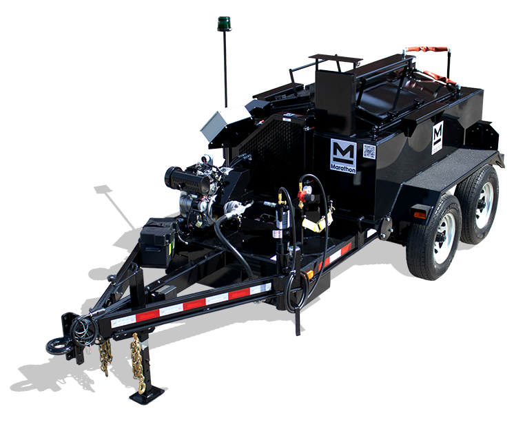 UCMK230DT 230 gallon trailer-mounted diesel-fired oil-jacketed gravity pour cracksealing melting kettle