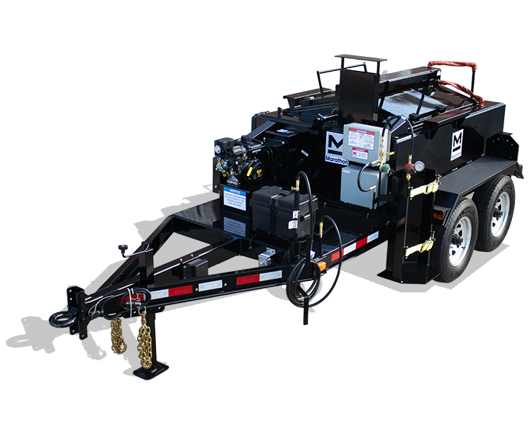 UCMK230PT 230 gallon trailer-mounted propane-fired oil-jacketed gravity pour cracksealing melting kettle