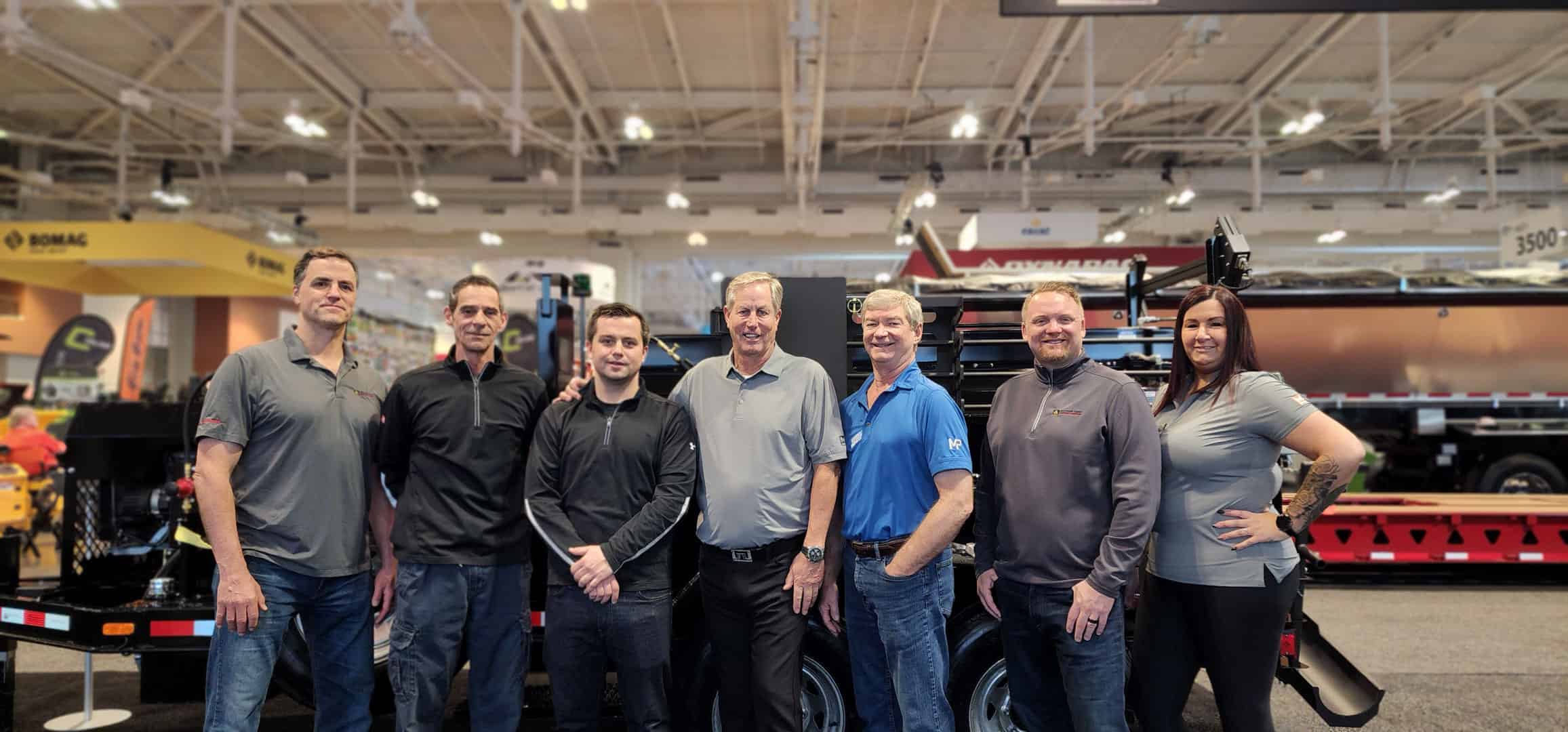 Marathon’s World Of Asphalt Sales Team – From left to right: Chris(from Asphalt Care), Mark Gibbs, Phillip Rousseau, Marc Rousseau, Rick Stone(from Maxwell Products) Bill(from Asphalt Care) and Jennifer Brasher
