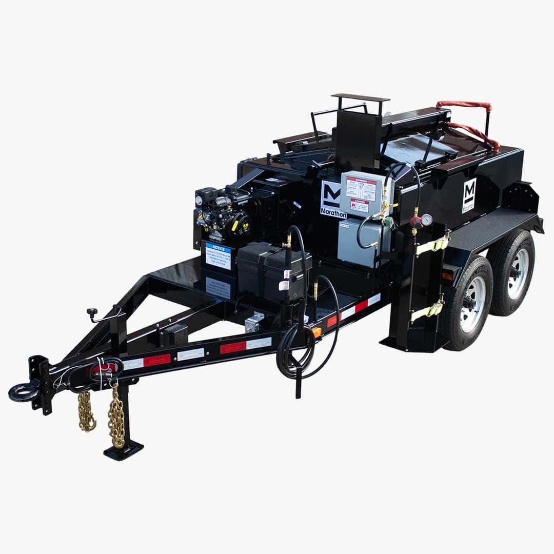 UCMK230PT 230 gallon trailer-mounted propane-fired oil-jacketed gravity pour crack-sealing melting kettle