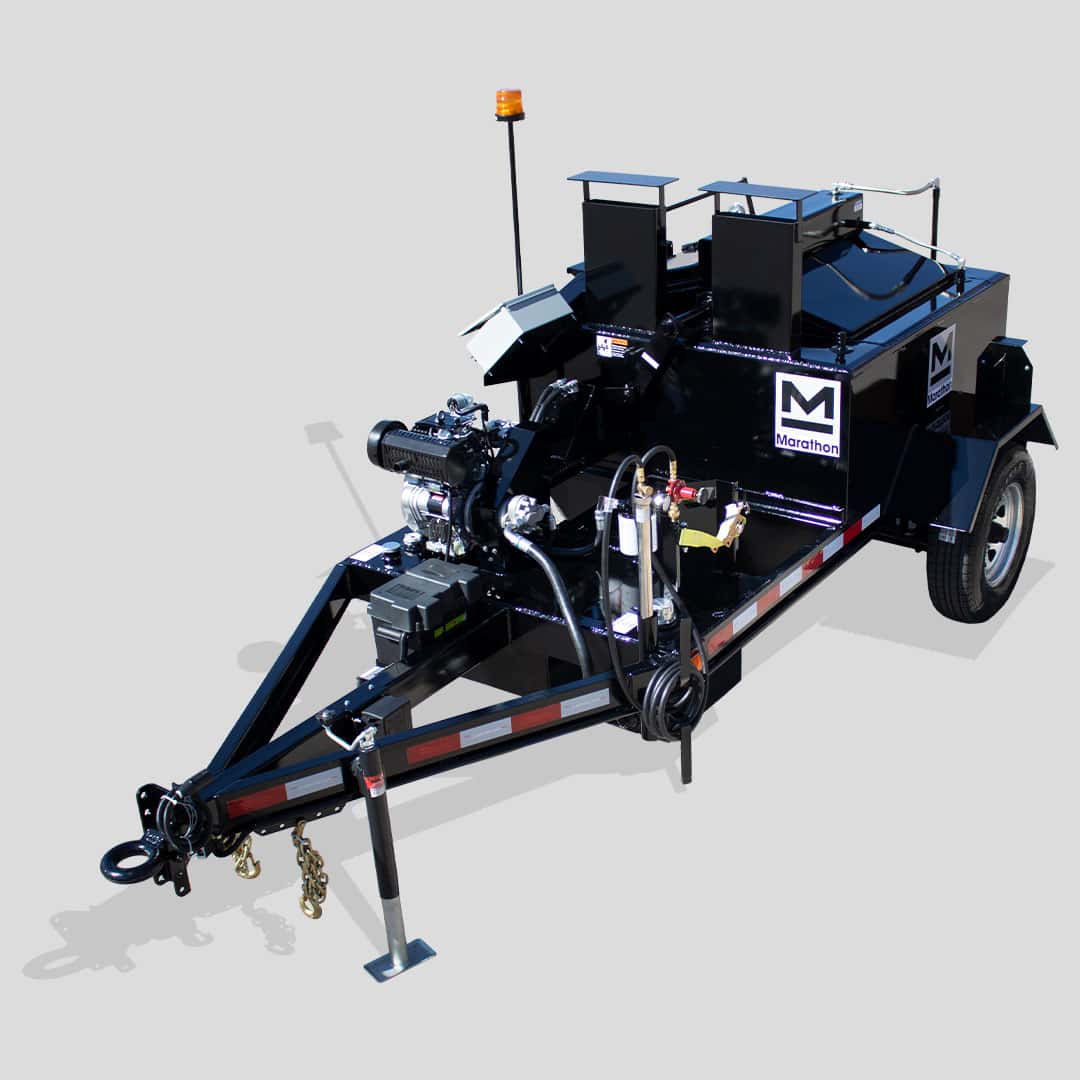 UCMK130DT 130 gallon trailer-mounted diesel-fired oil-jacketed gravity pour crack-sealing melting kettle