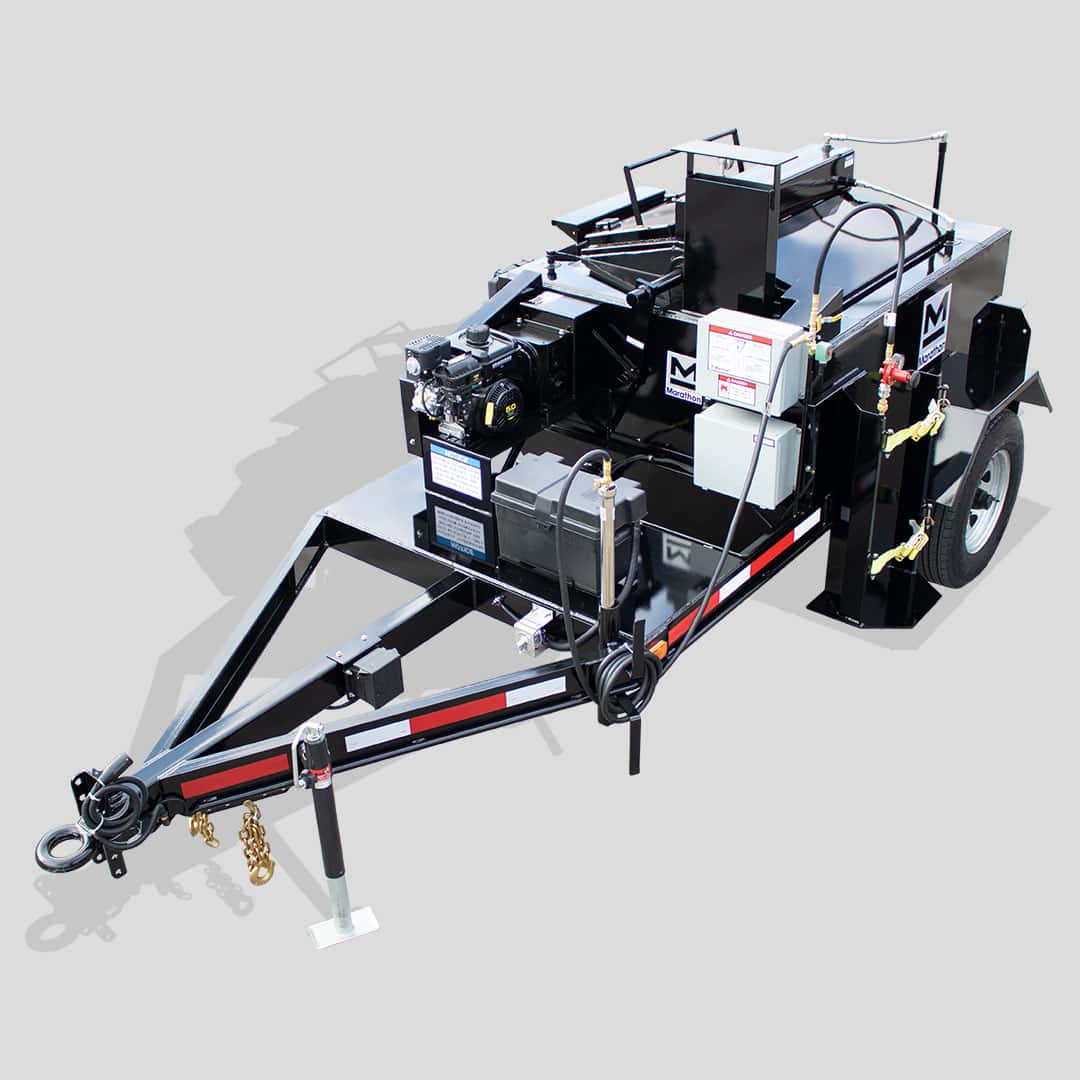 UCMK130PT 130 gallon trailer-mounted propane-fired oil-jacketed gravity pour crack-sealing melting kettle