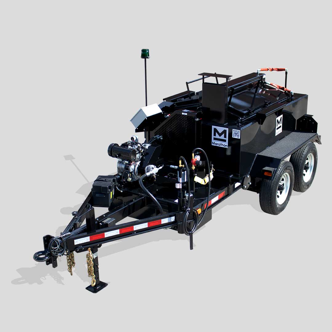 UCMK230DT 230 gallon trailer-mounted diesel-fired oil-jacketed gravity pour crack-sealing melting kettle